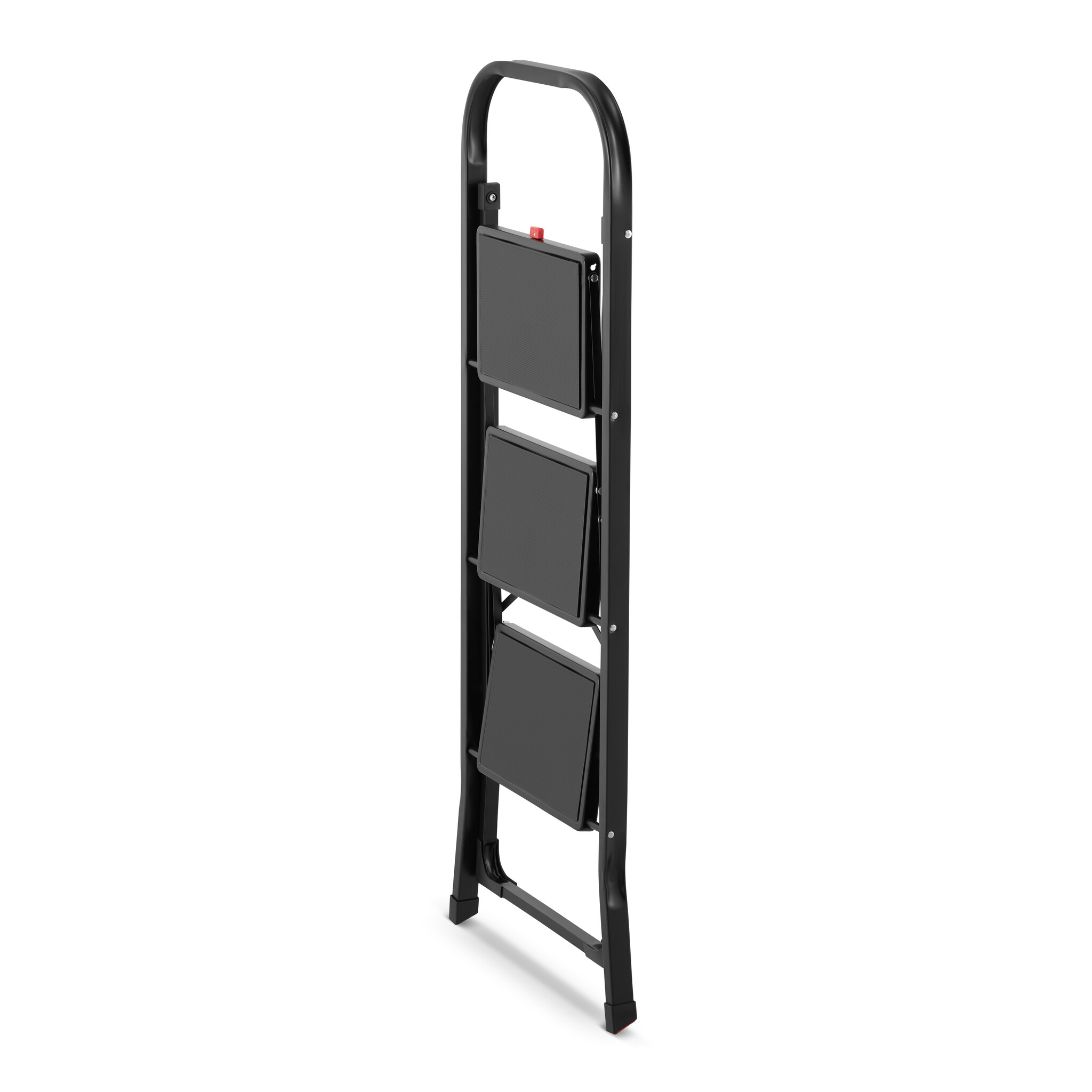 Huishoudtrap 3 treden - stalen ladder - opvouwbaar - zwart