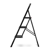 Huishoudtrap 3 treden - stalen ladder - opvouwbaar - zwart