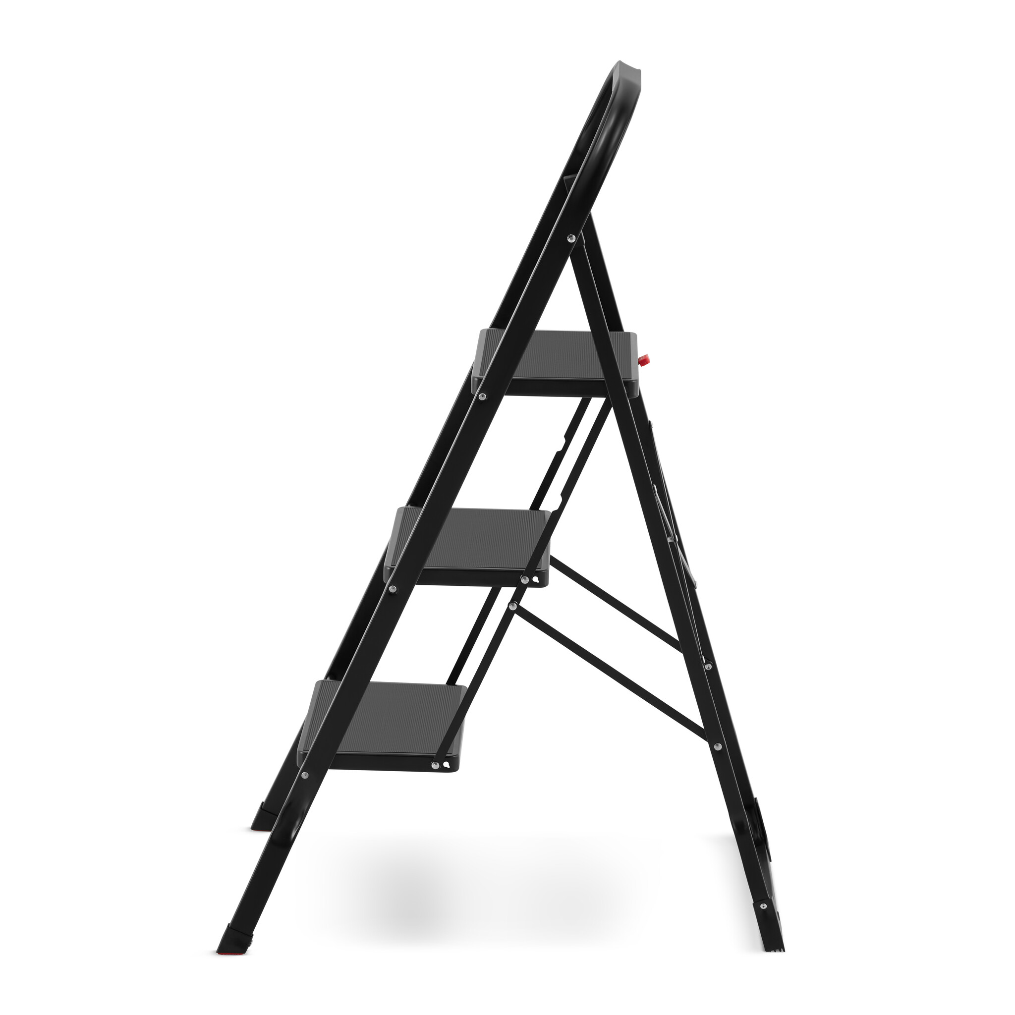 Huishoudtrap 3 treden - stalen ladder - opvouwbaar - zwart