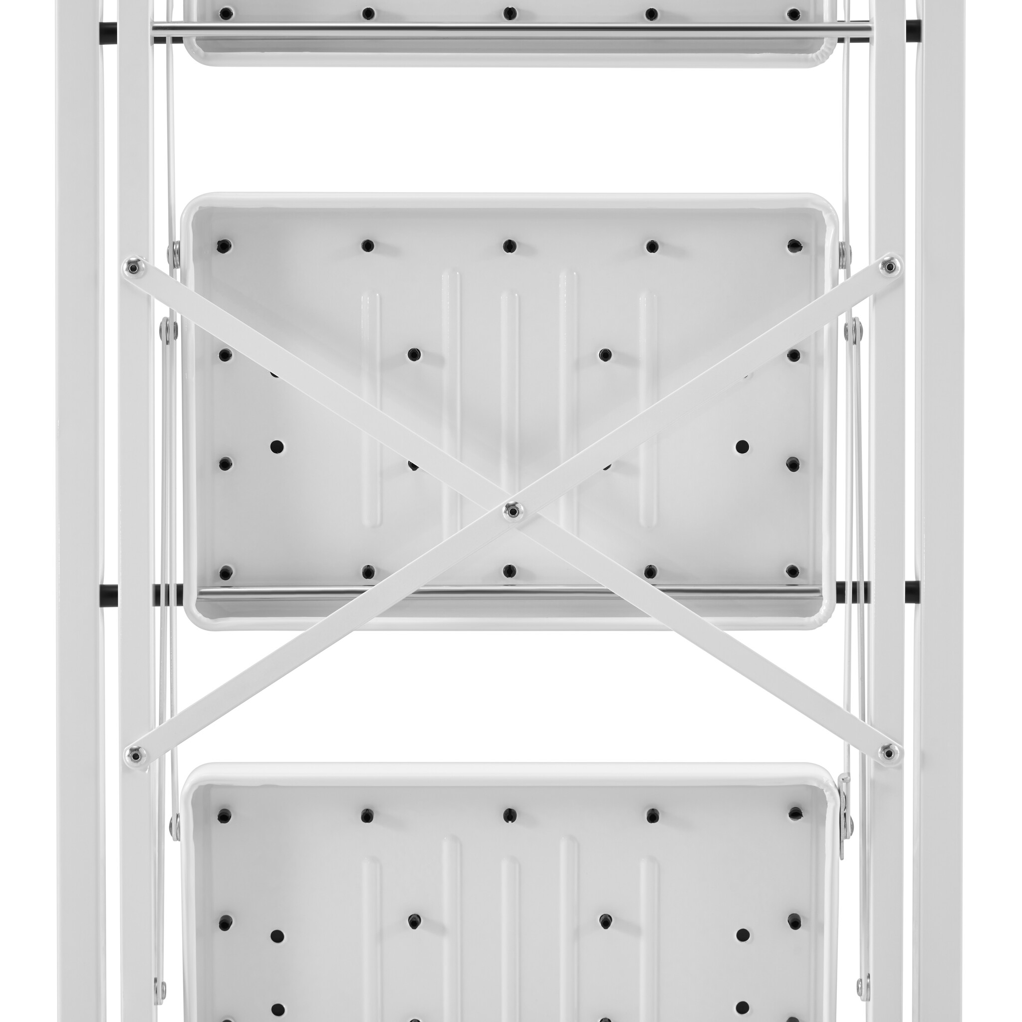 Huishoudtrap 3 treden - stalen ladder - opvouwbaar - wit zwart