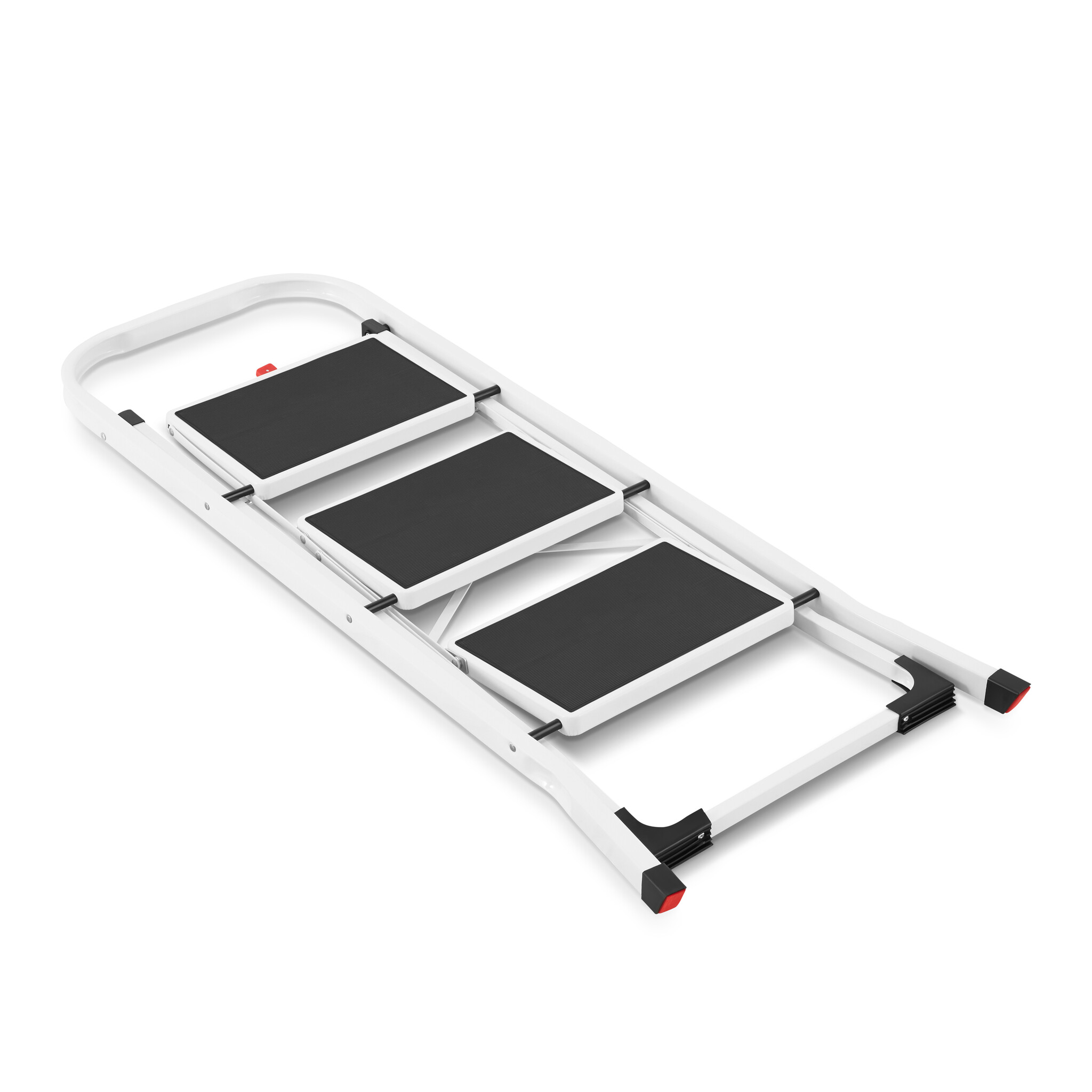 Huishoudtrap 3 treden - stalen ladder - opvouwbaar - wit zwart