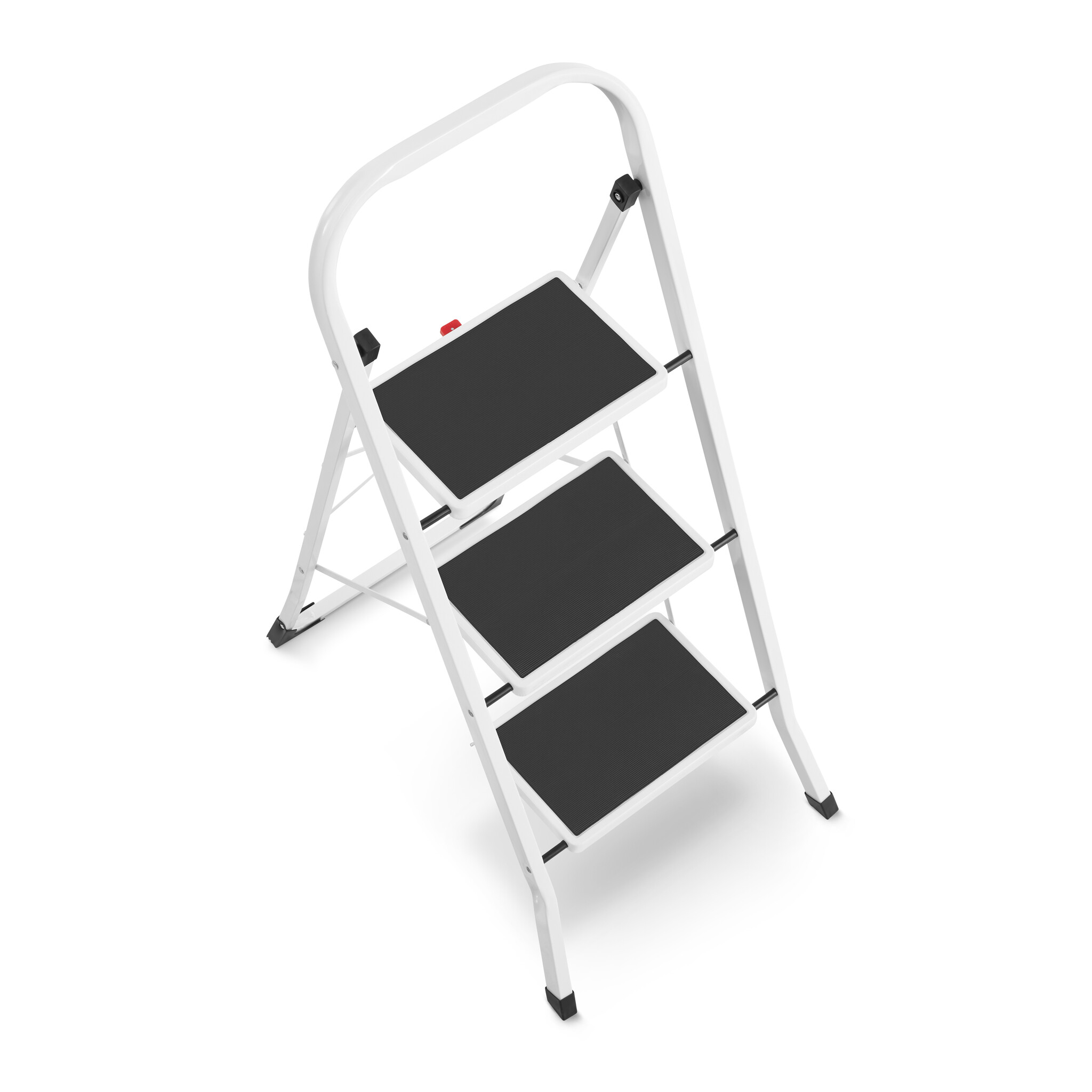 Huishoudtrap 3 treden - stalen ladder - opvouwbaar - wit zwart