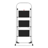 Huishoudtrap 3 treden - stalen ladder - opvouwbaar - wit zwart