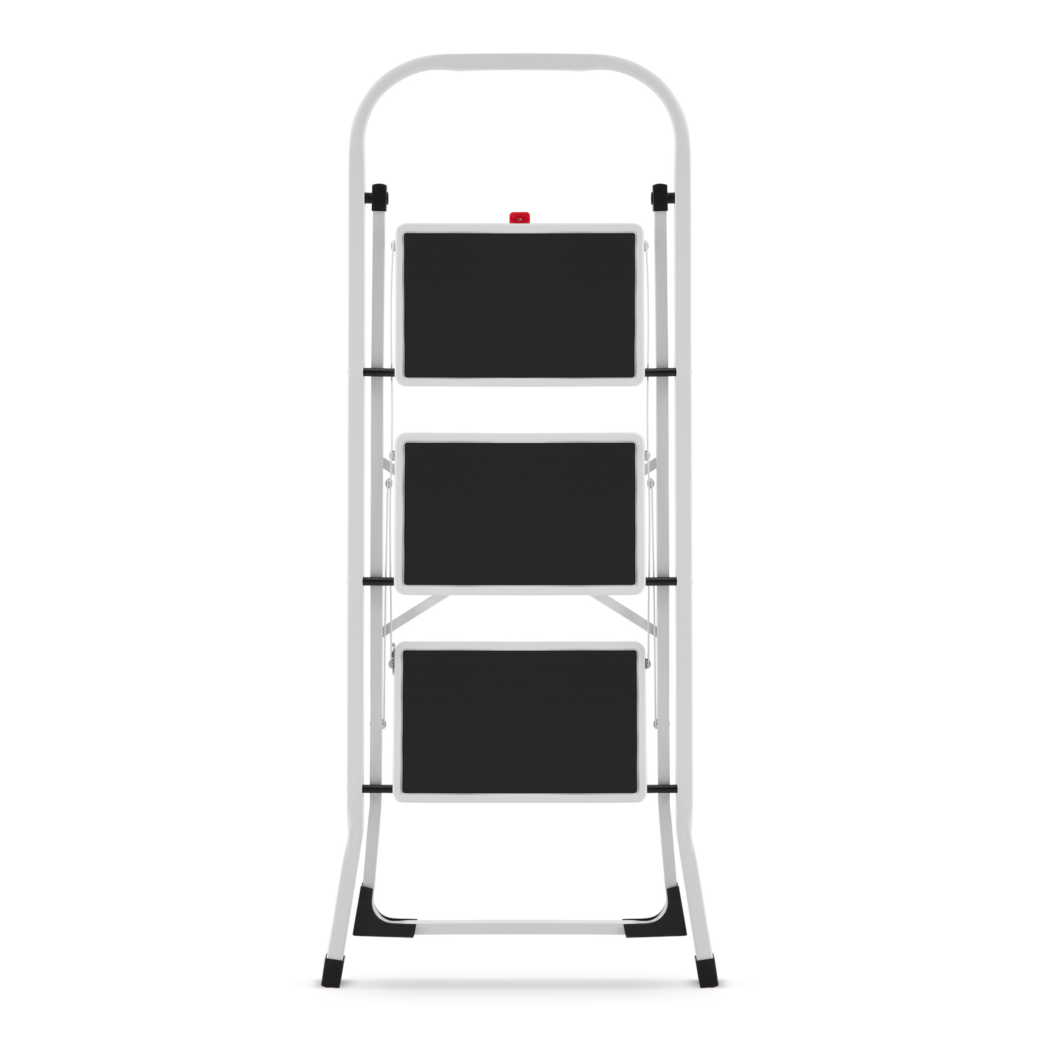 Huishoudtrap 3 treden - stalen ladder - opvouwbaar - wit zwart