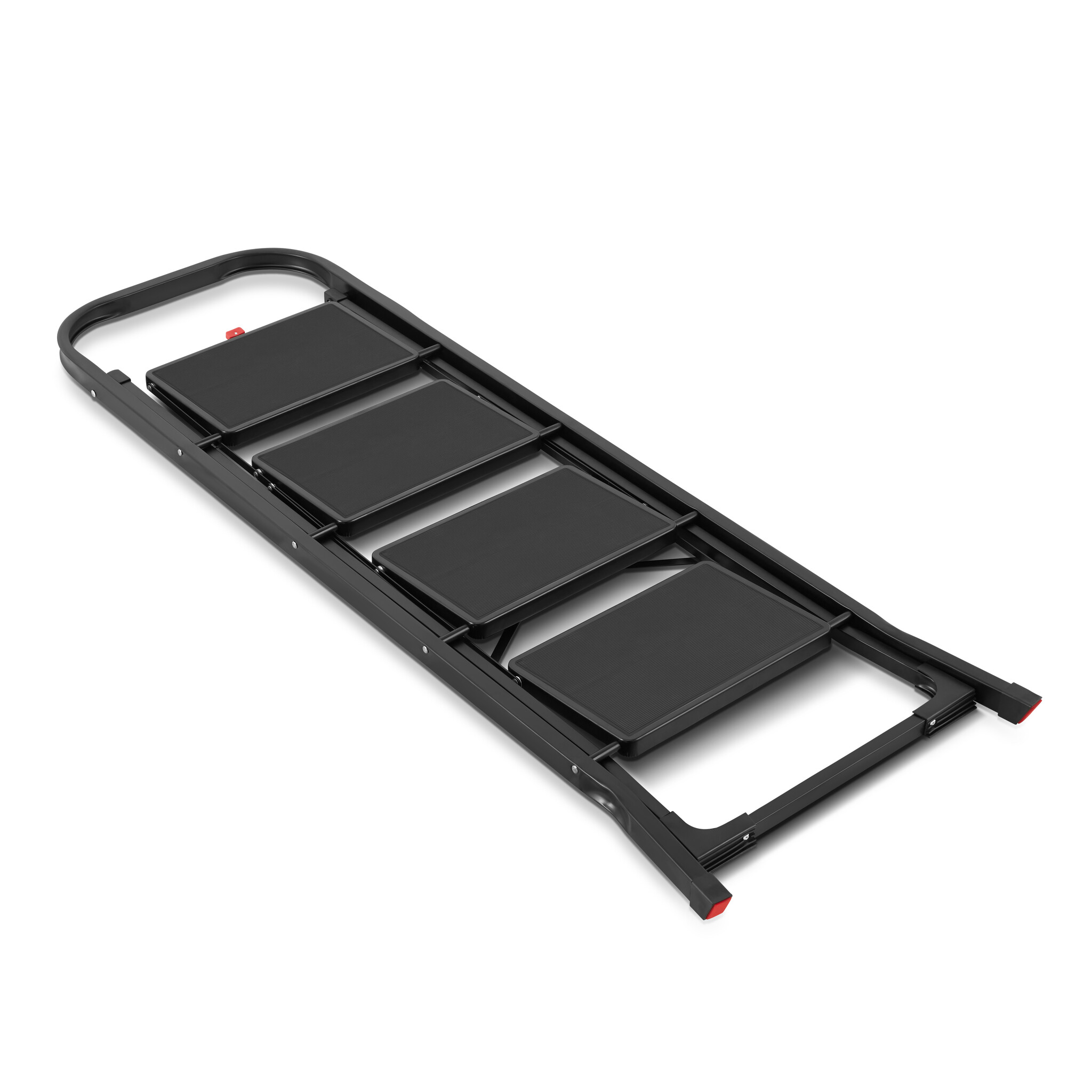 Huishoudtrap 4 treden - stalen ladder - opvouwbaar - zwart