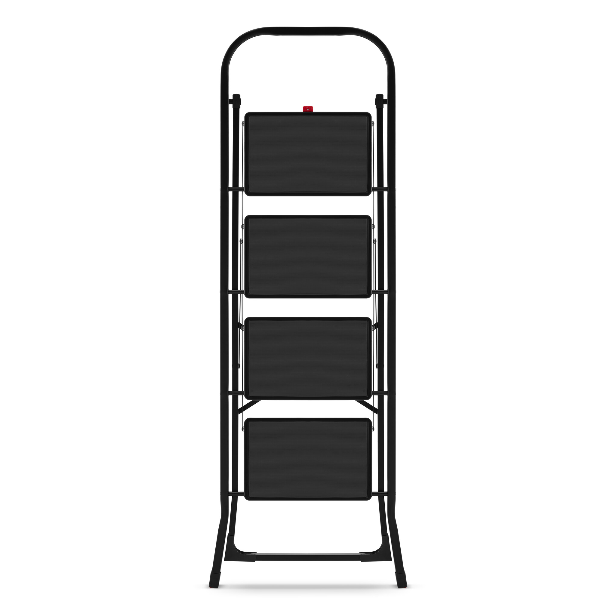 Huishoudtrap 4 treden - stalen ladder - opvouwbaar - zwart