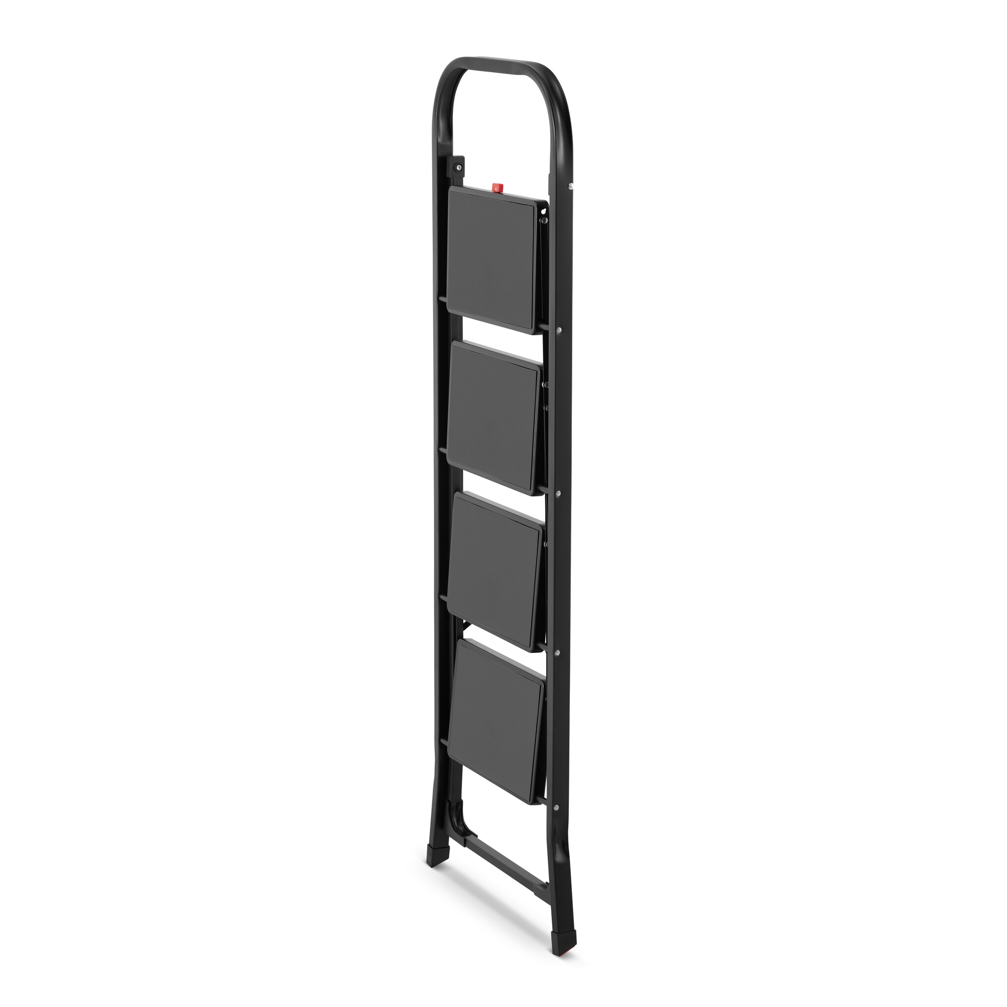 Huishoudtrap 4 treden - stalen ladder - opvouwbaar - zwart