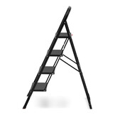 Huishoudtrap 4 treden - stalen ladder - opvouwbaar - zwart