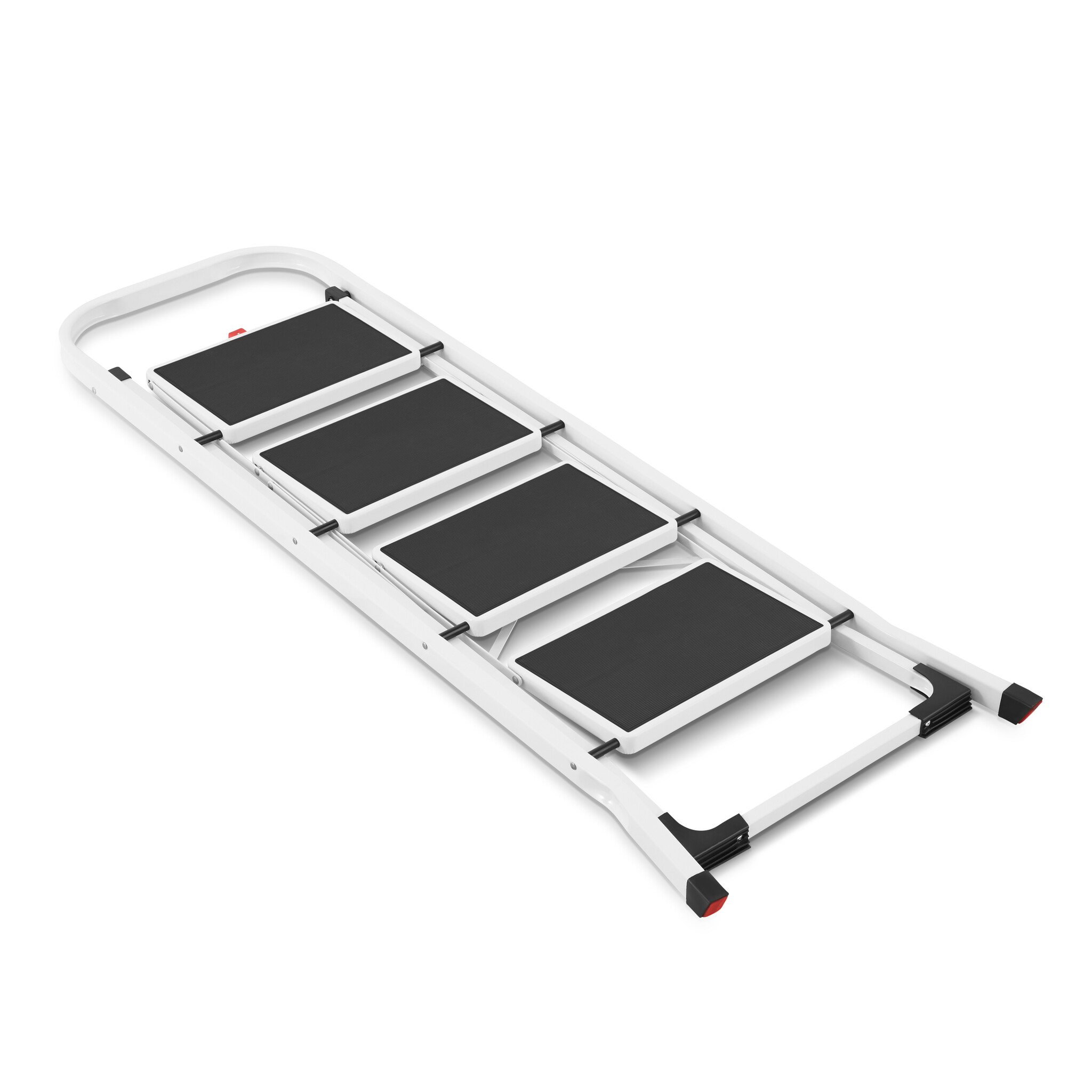 Huishoudtrap 4 treden - stalen ladder - opvouwbaar - wit zwart