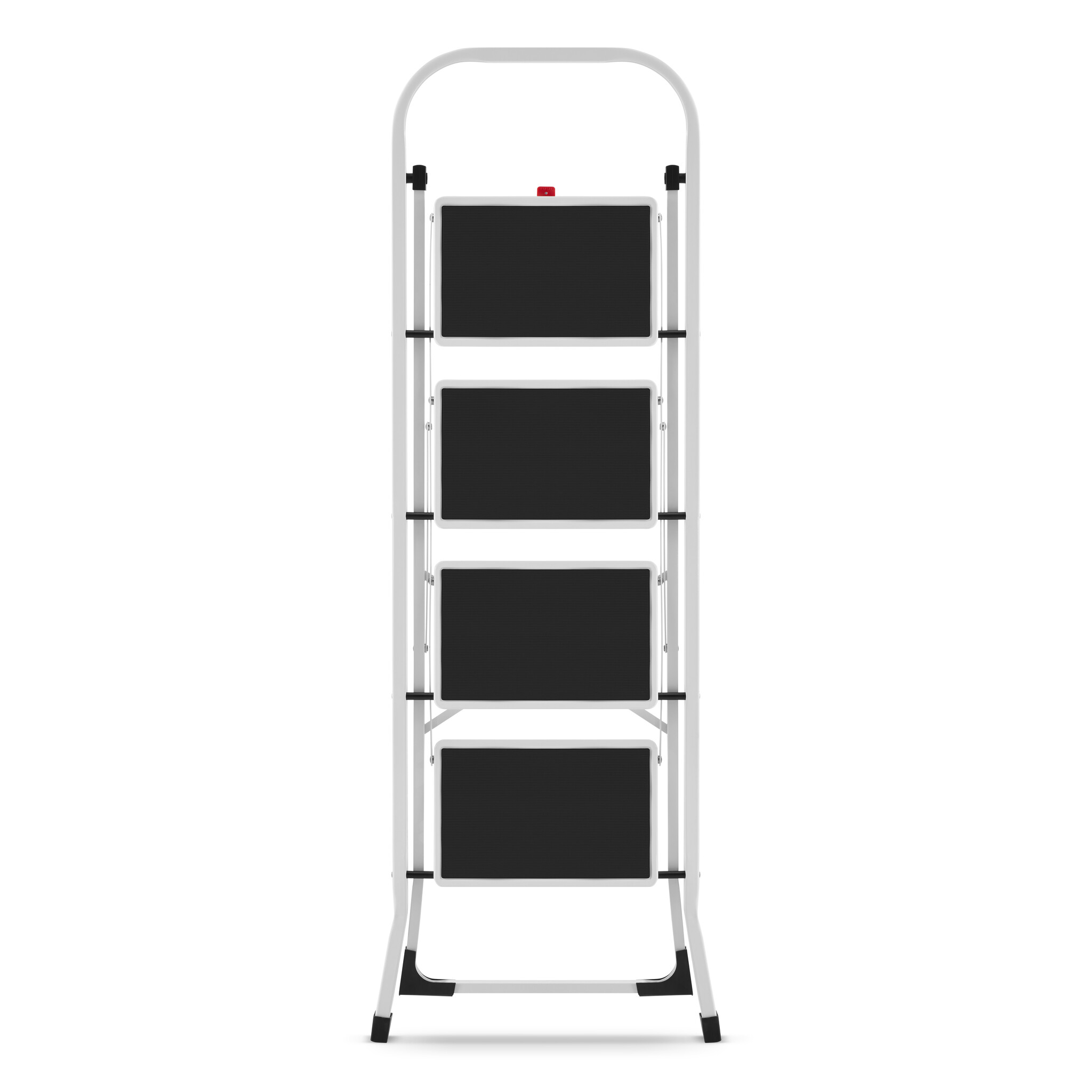 Huishoudtrap 4 treden - stalen ladder - opvouwbaar - wit zwart