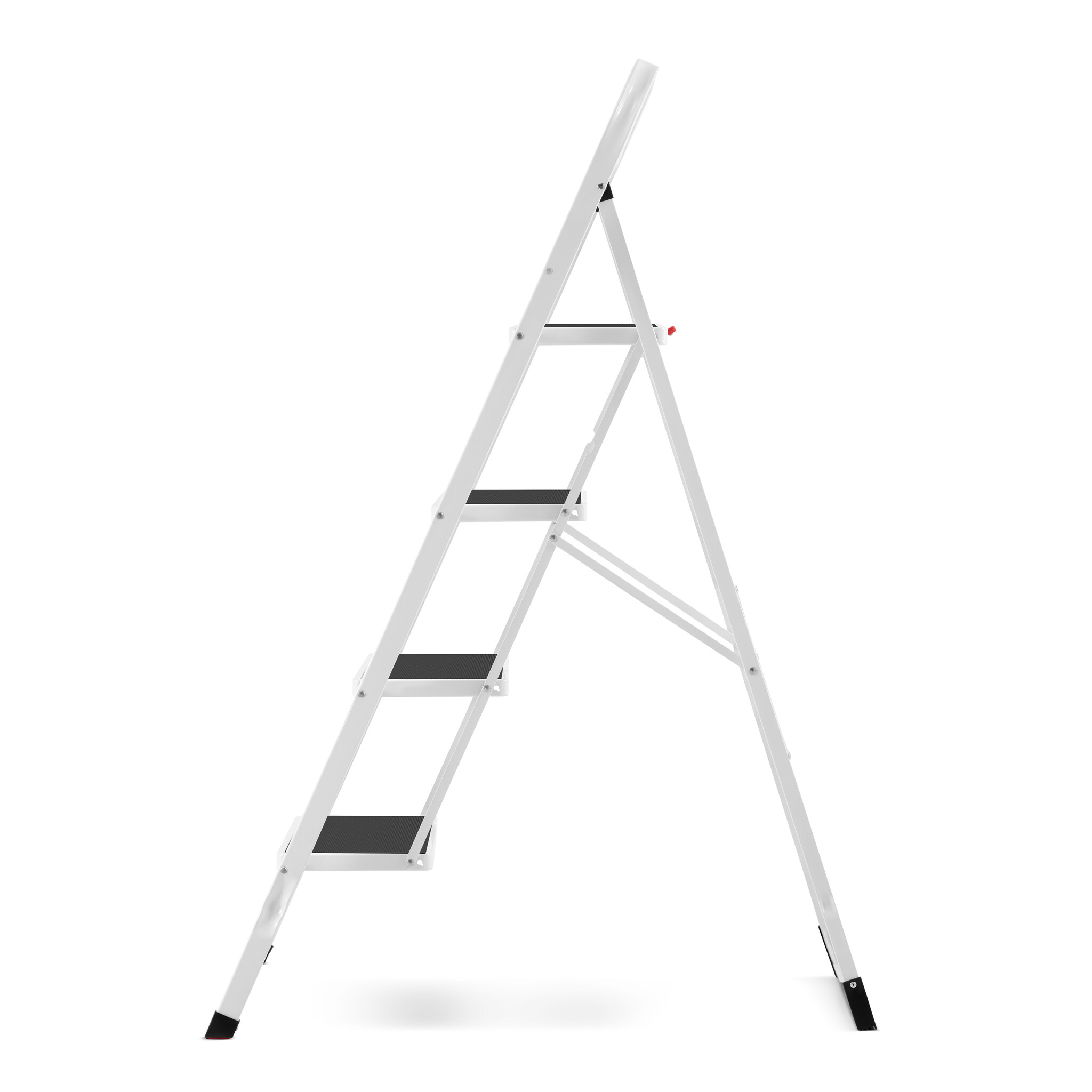 Huishoudtrap 4 treden - stalen ladder - opvouwbaar - wit zwart