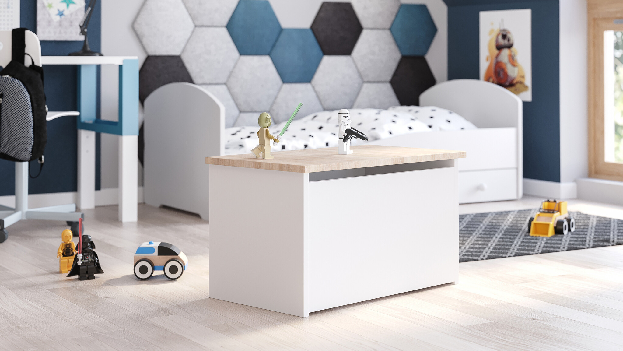 Speelgoedkist Daria - opbergkist - 42x40x73 cm - wit bruin