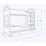Wit stapelbed - 190x80 cm - kinderbed met 2 matrassen