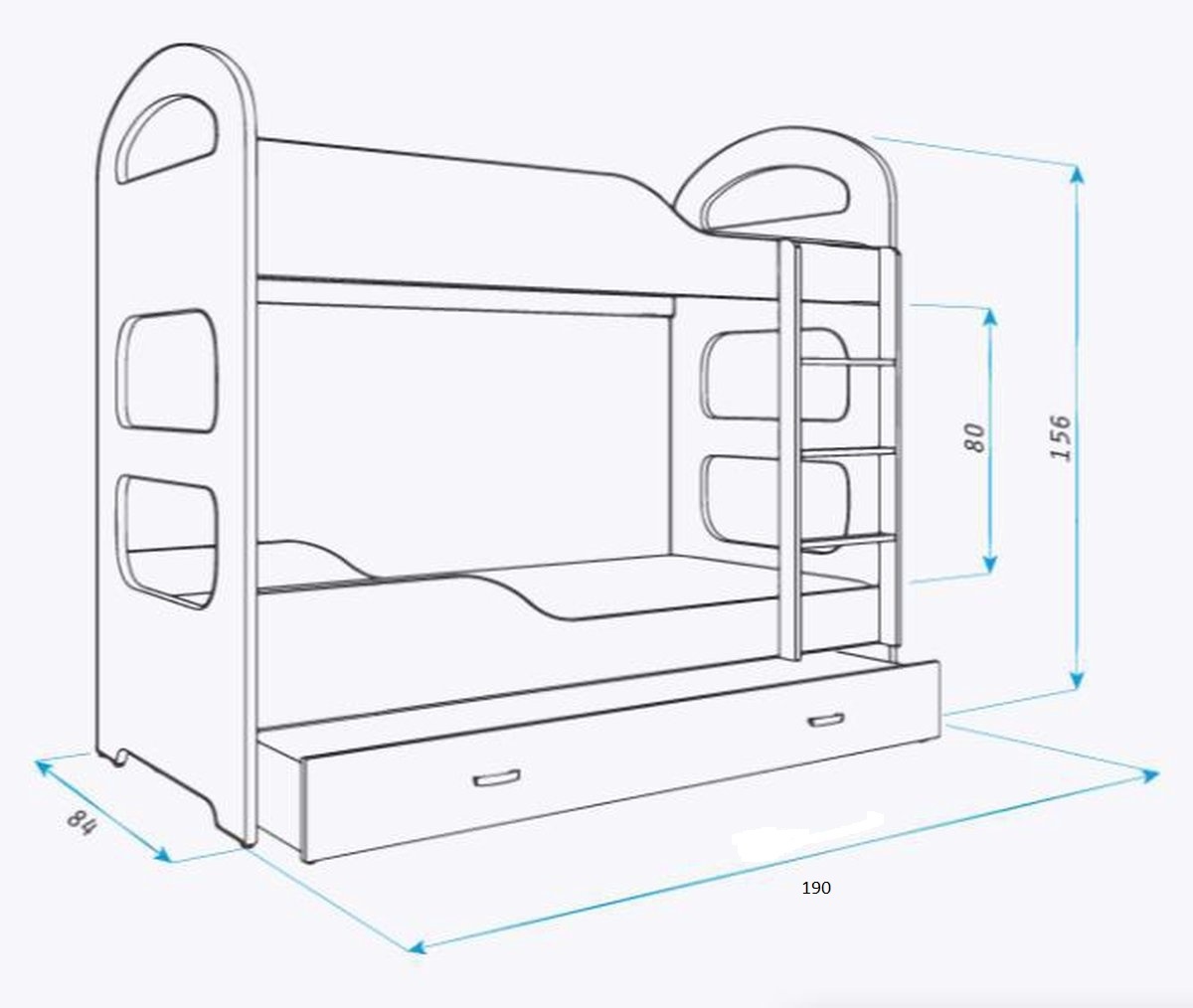 Wit stapelbed - 190x80 cm - kinderbed met 2 matrassen