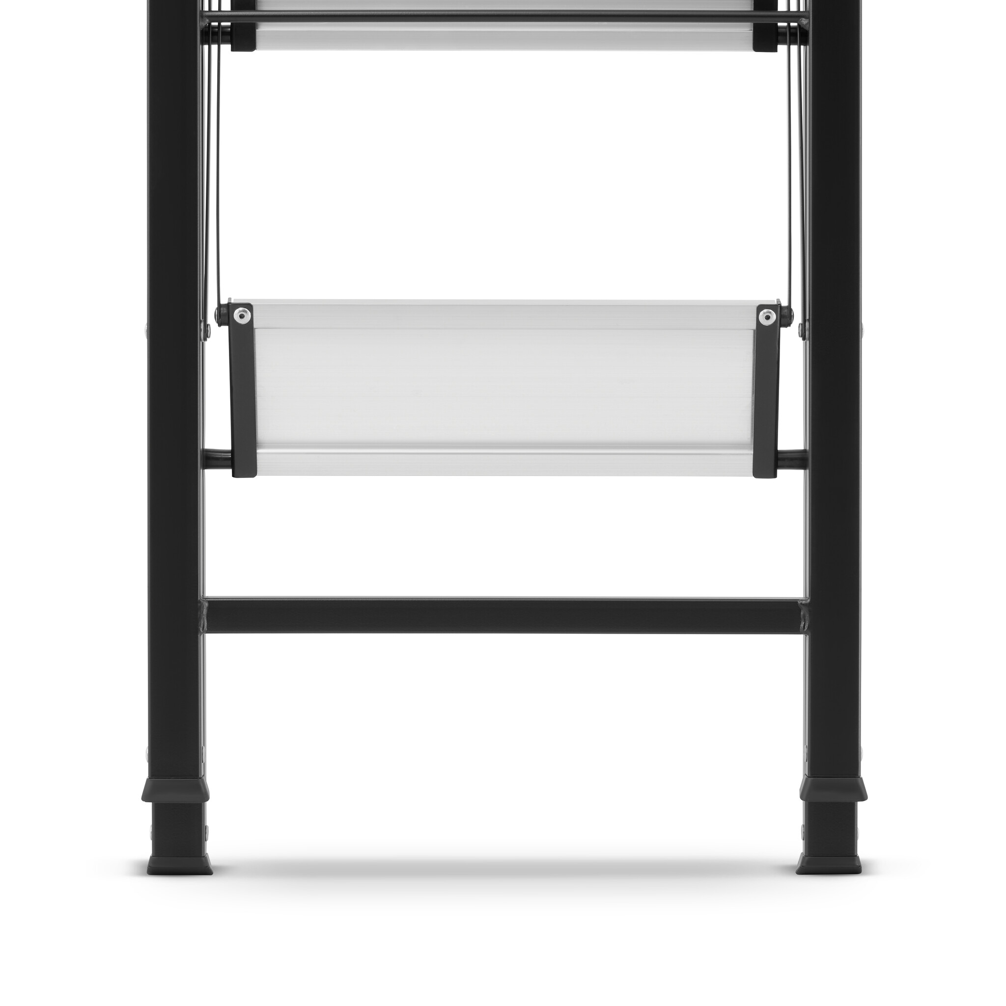 Keukentrap 2 treden - opvouwbare trapladder - zwart zilver