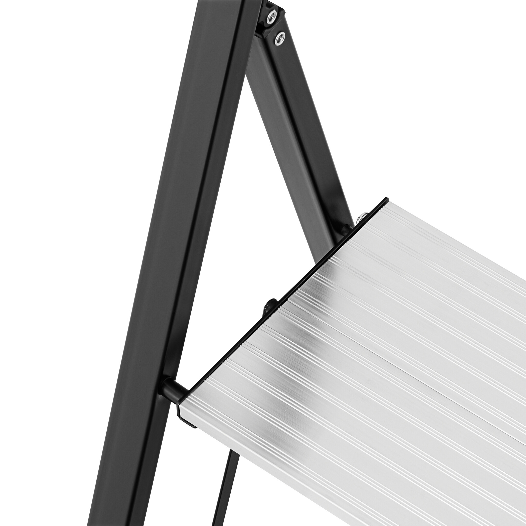 Keukentrap 2 treden - opvouwbare trapladder - zwart zilver