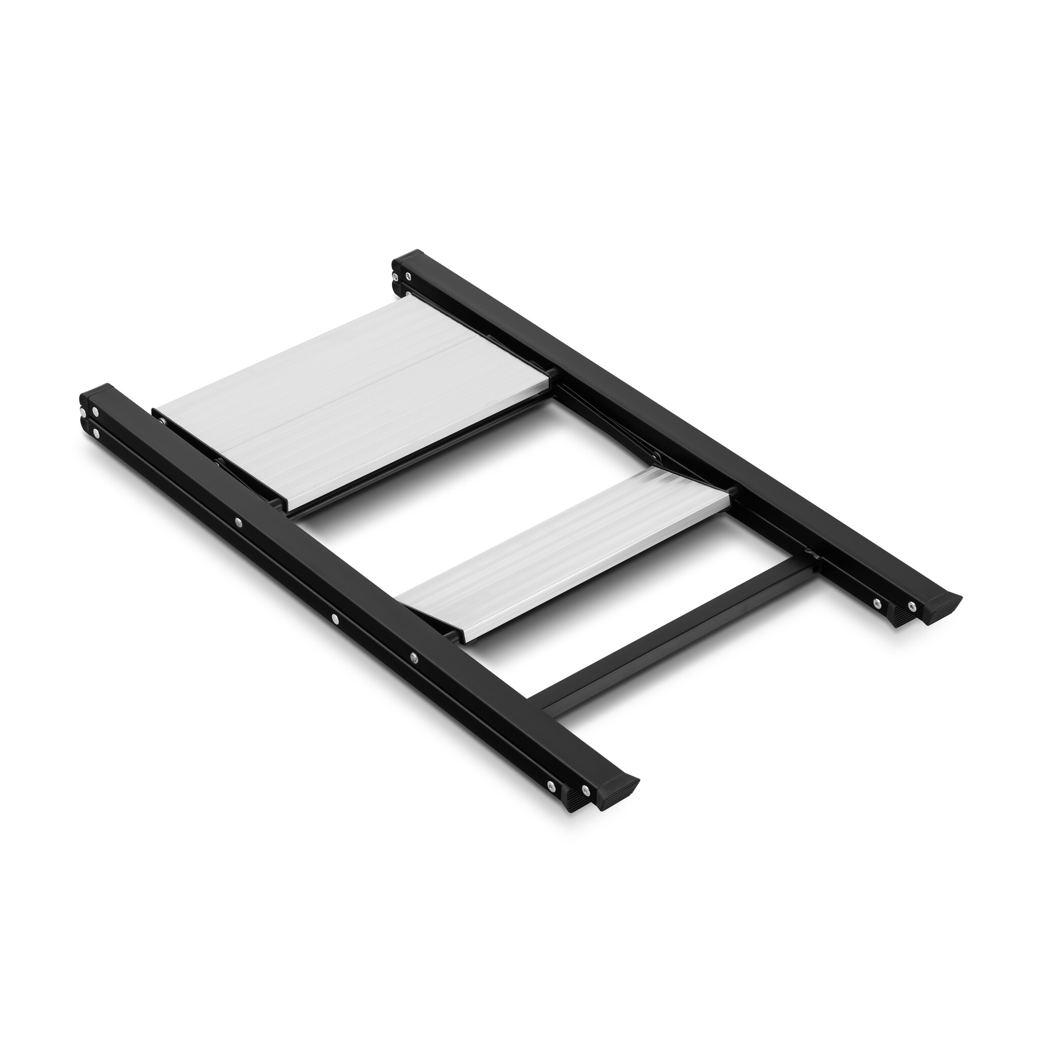 Keukentrap 2 treden - opvouwbare trapladder - zwart zilver