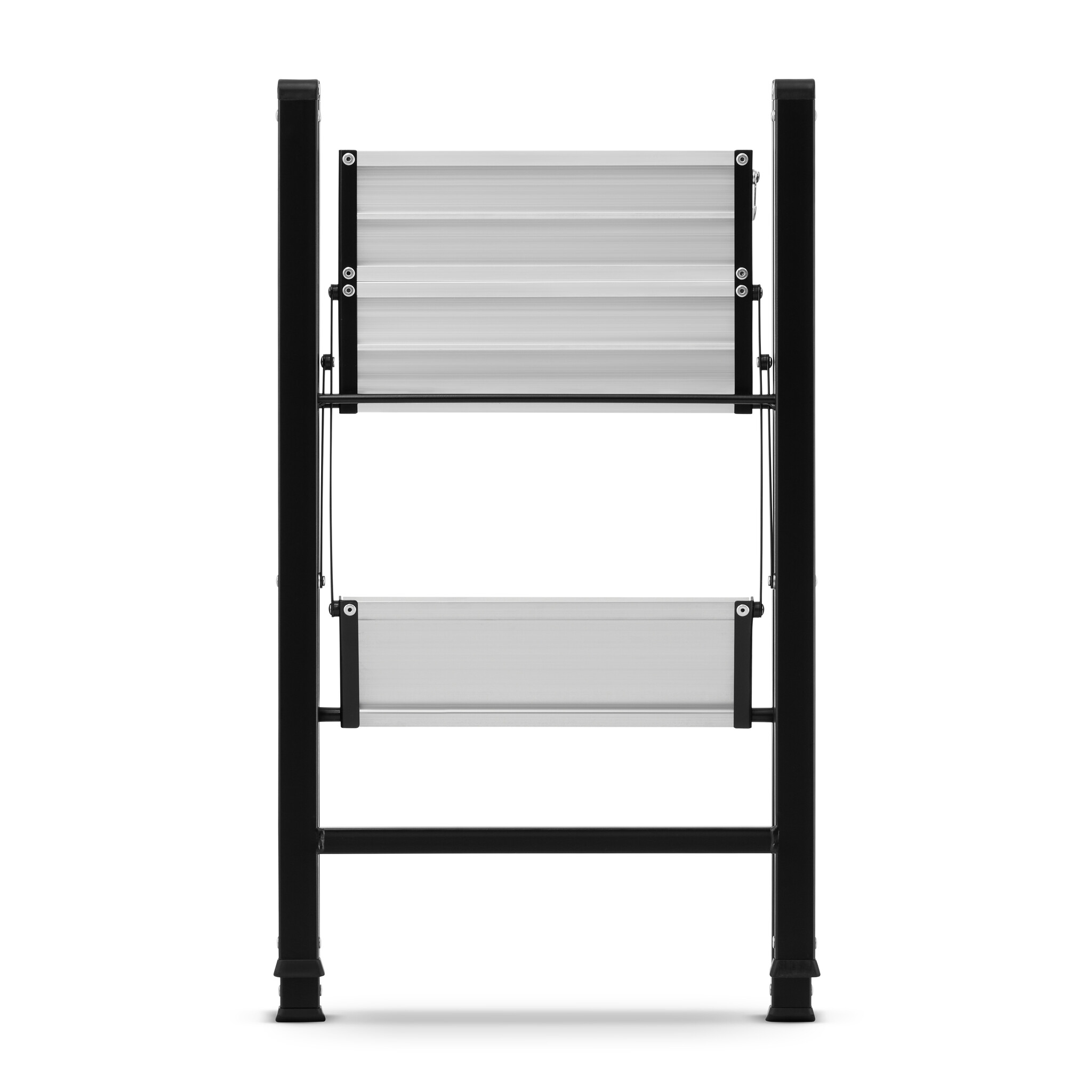 Keukentrap 2 treden - opvouwbare trapladder - zwart zilver