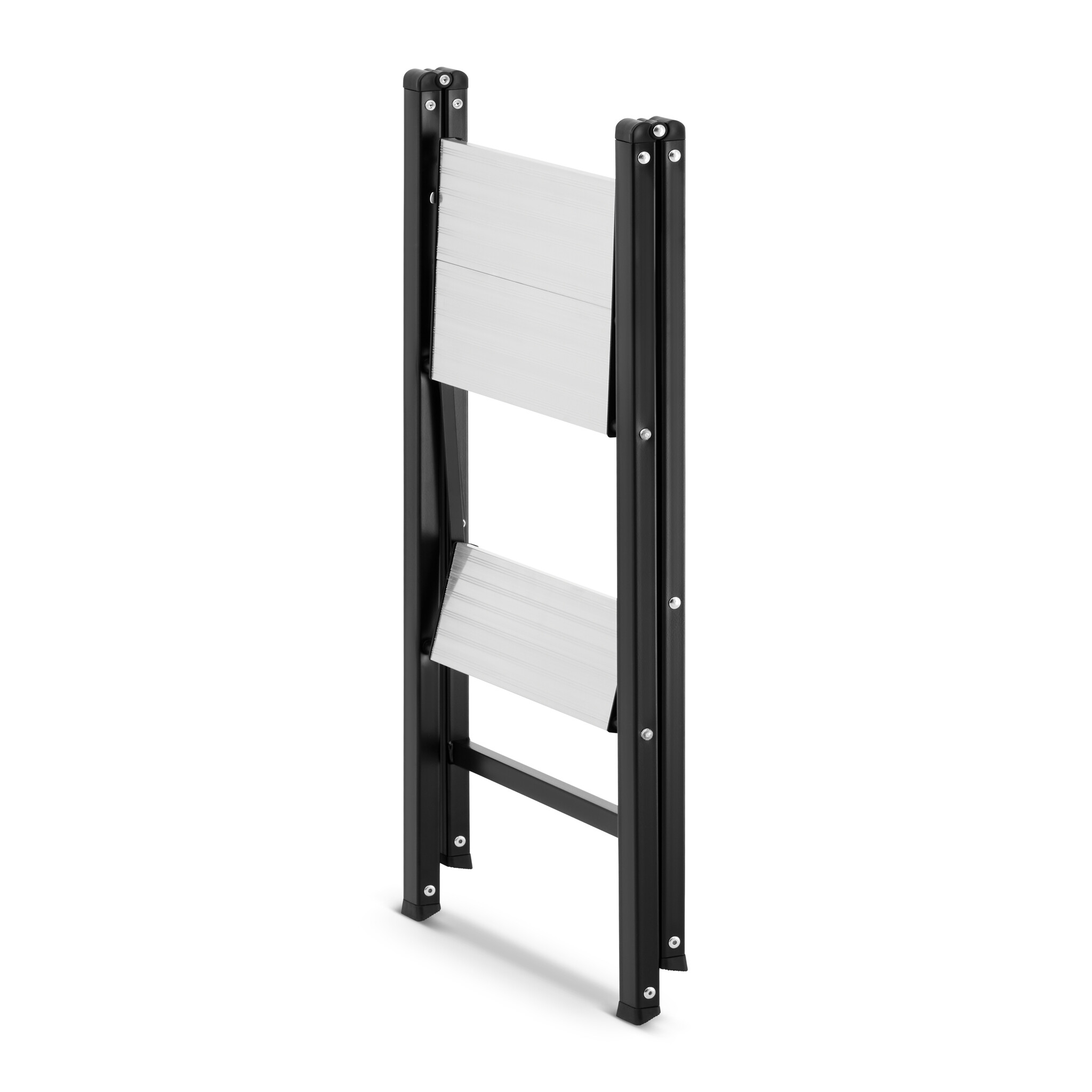 Keukentrap 2 treden - opvouwbare trapladder - zwart zilver