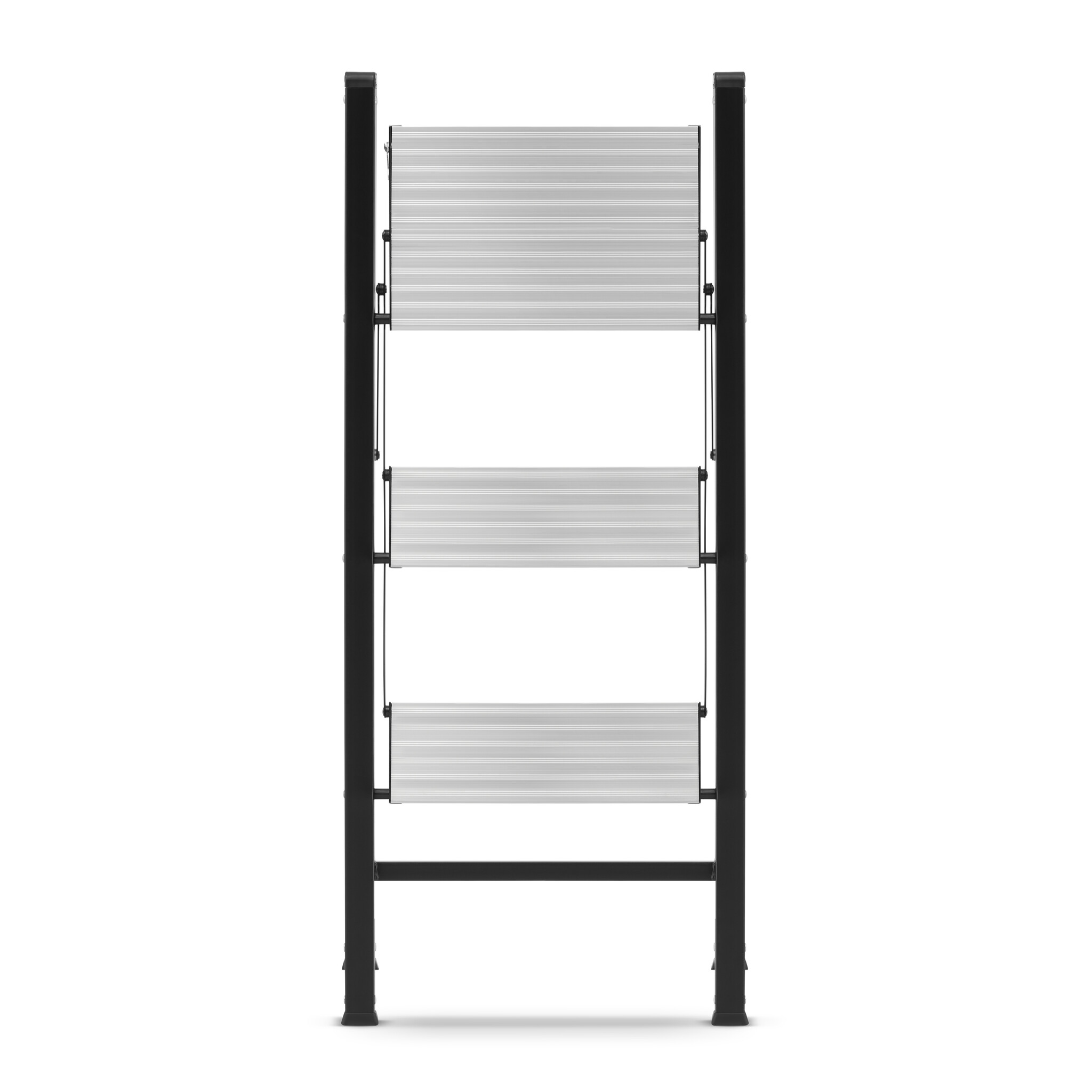 Keukentrap 3 treden - opvouwbare trapladder - zwart zilver