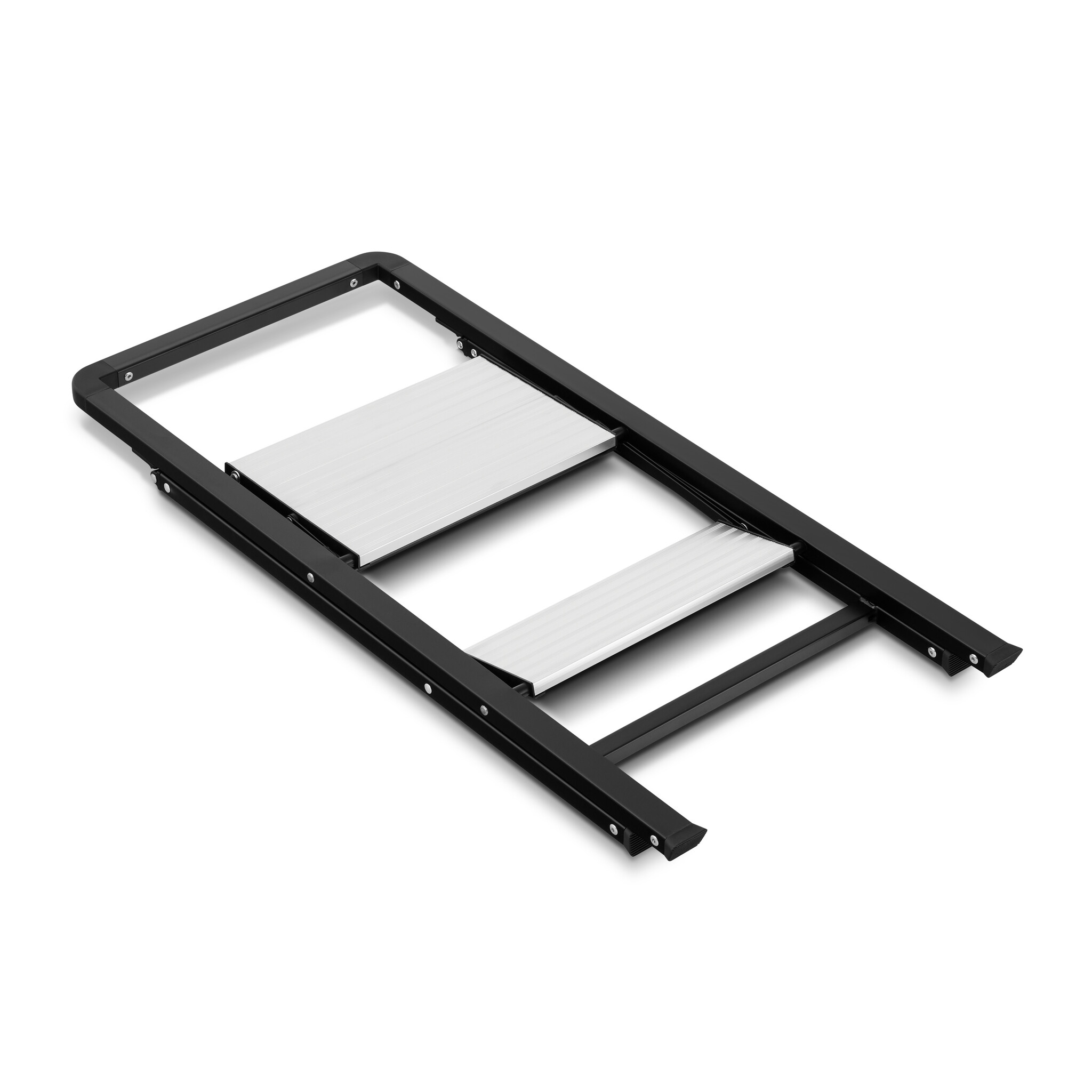 Huishoudtrap 2 treden - opvouwbare trapladder - zwart zilver