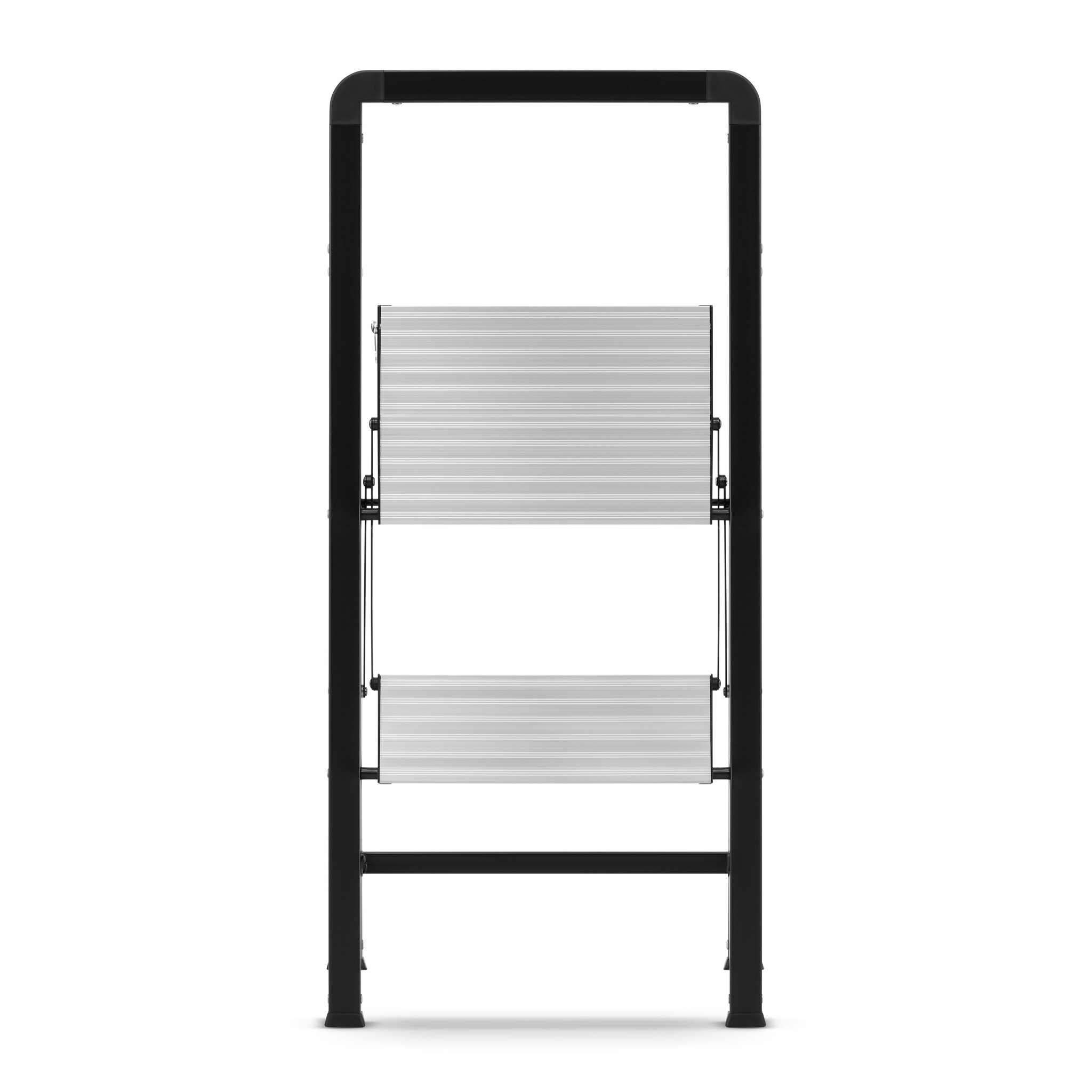 Huishoudtrap 2 treden - opvouwbare trapladder - zwart zilver
