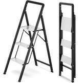 Huishoudtrap 3 treden - opvouwbare trapladder - zwart zilver