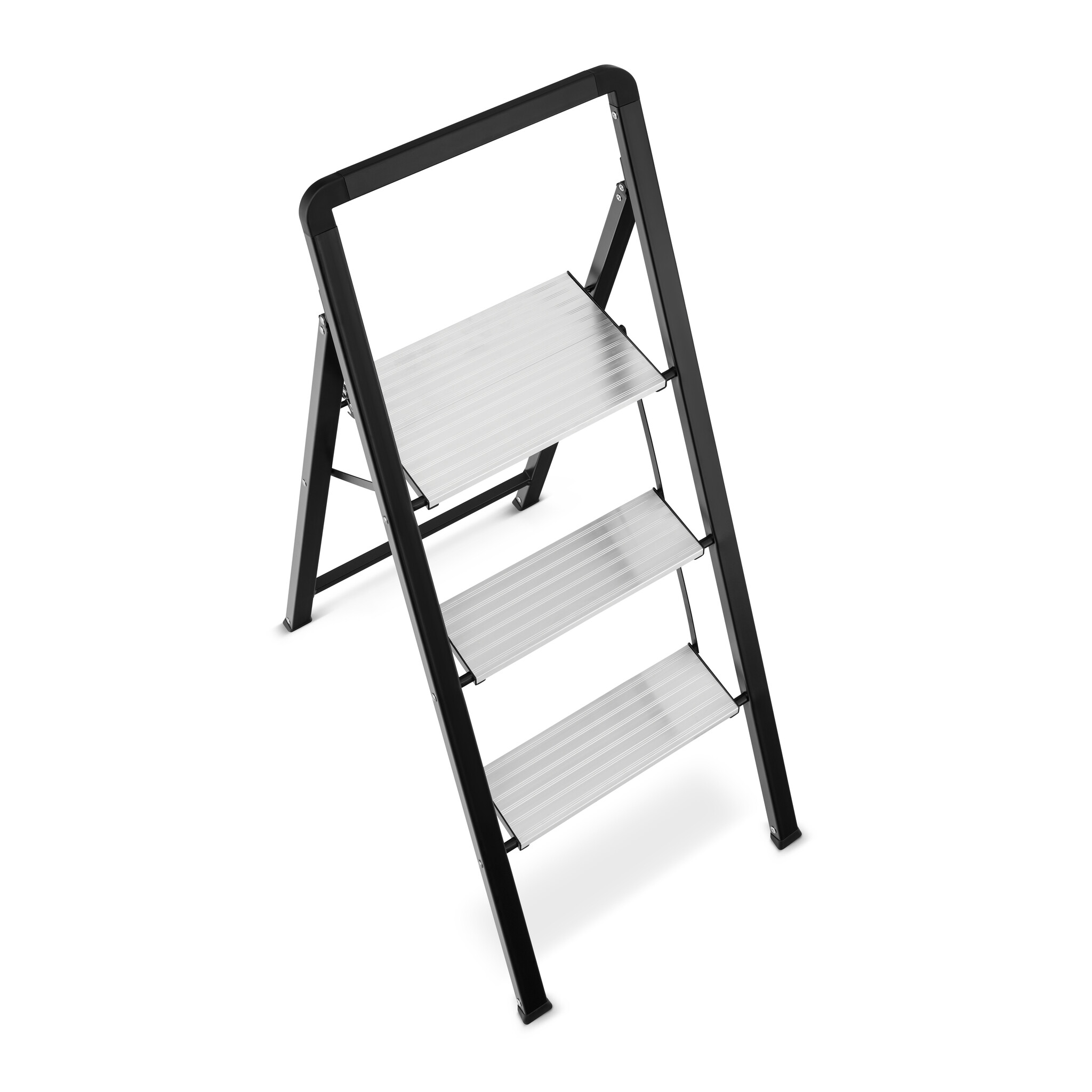 Huishoudtrap 3 treden - opvouwbare trapladder - zwart zilver