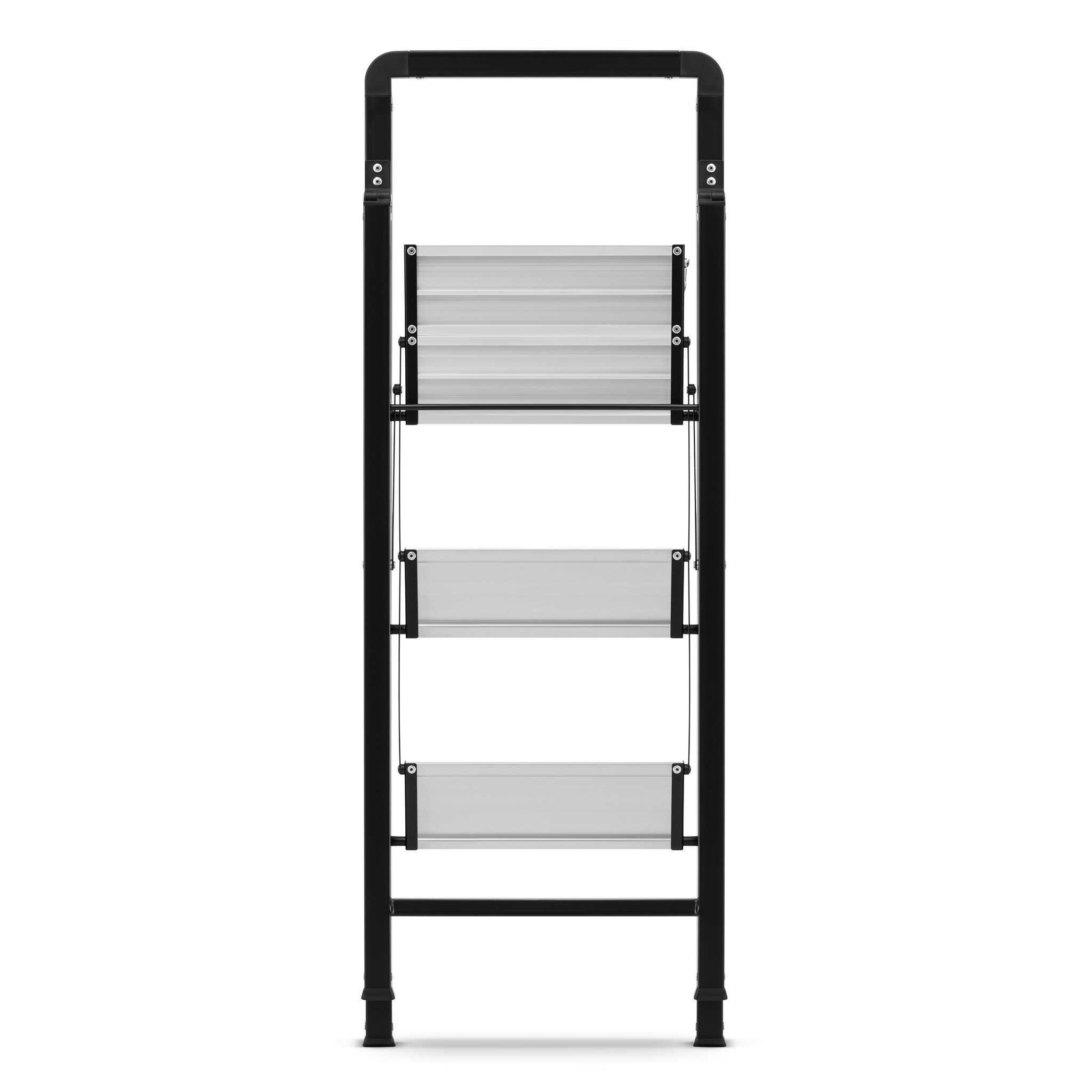 Huishoudtrap 3 treden - opvouwbare trapladder - zwart zilver