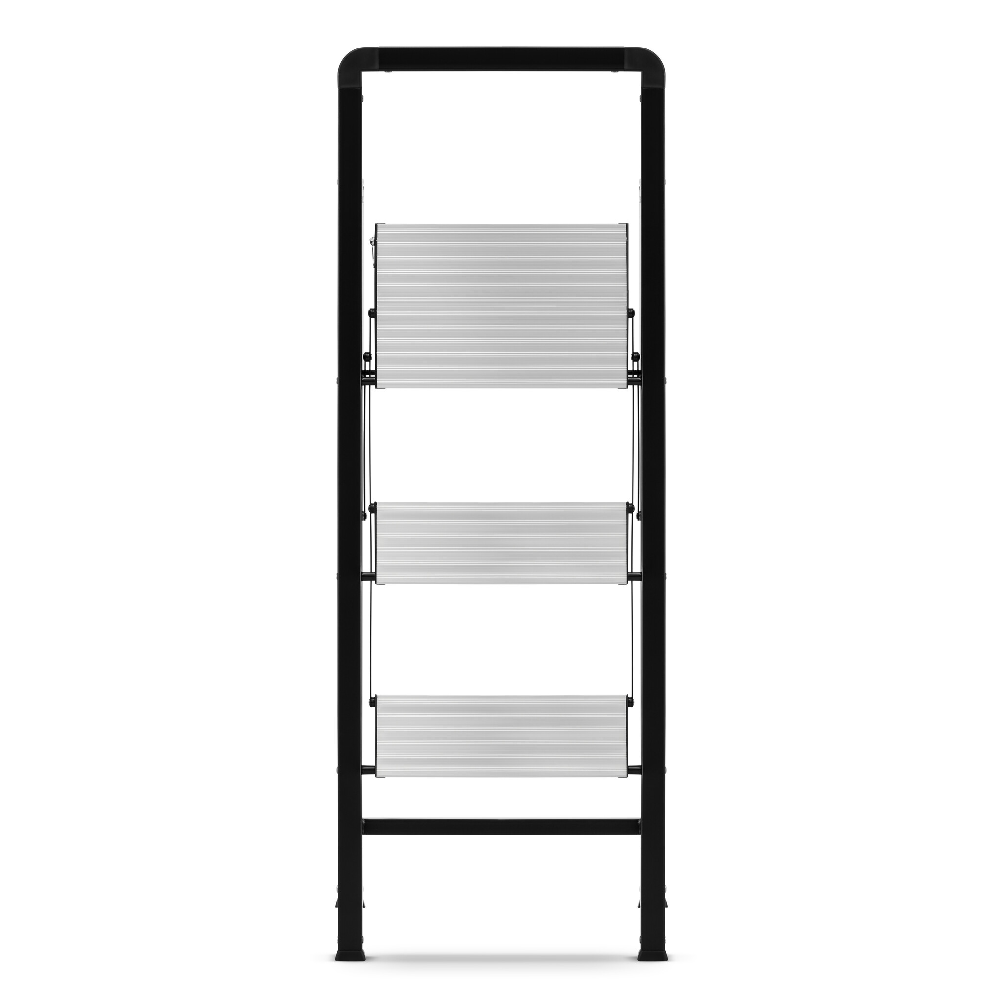 Huishoudtrap 3 treden - opvouwbare trapladder - zwart zilver