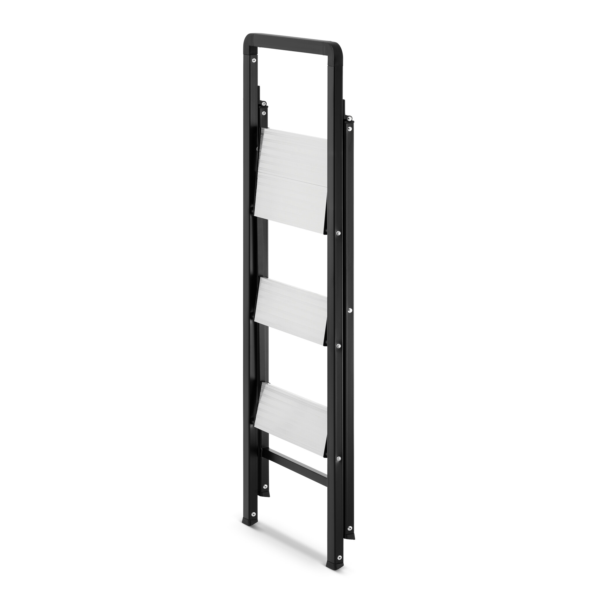 Huishoudtrap 3 treden - opvouwbare trapladder - zwart zilver