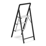Huishoudtrap 3 treden - opvouwbare trapladder - zwart zilver