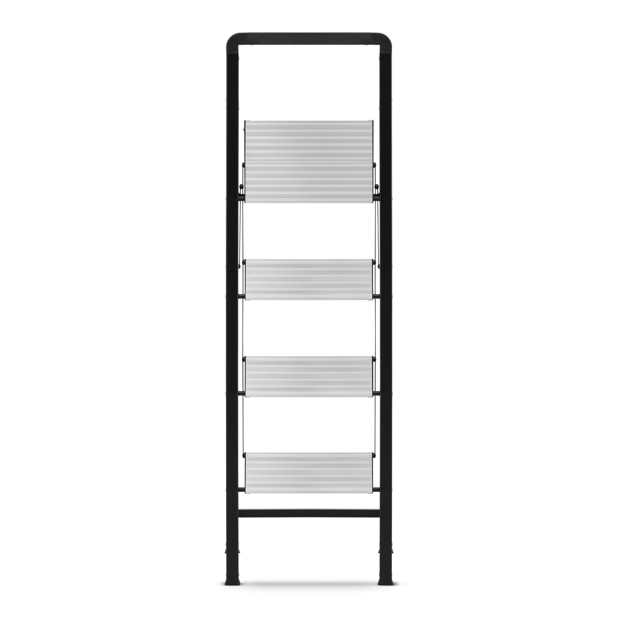 Huishoudtrap 4 treden - opvouwbare trapladder - zwart zilver