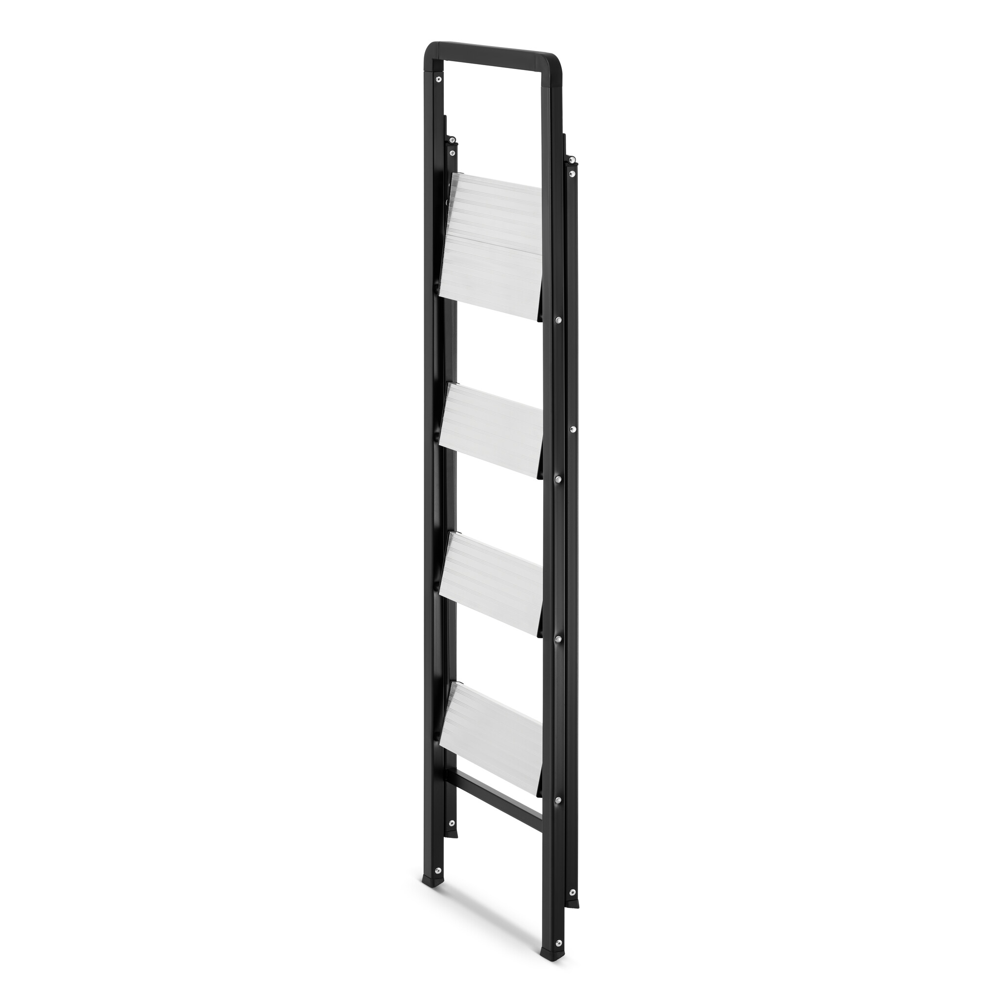 Huishoudtrap 4 treden - opvouwbare trapladder - zwart zilver