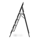 Huishoudtrap 4 treden - opvouwbare trapladder - zwart zilver