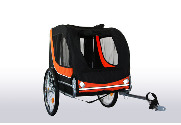 Fietskar hondenkar - opvouwbaar - oranje zwart - max 40 kg