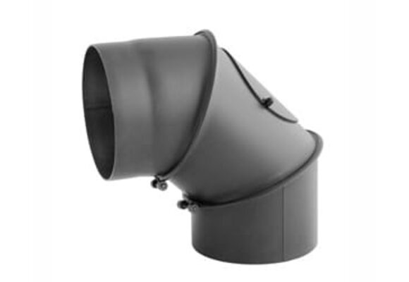 Kachelpijp - bocht - 90 graden - 2mm staal - Ø 120 mm - zwart