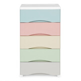 Ladekast met wielen - 5 lades - 75x27x39cm - pastel kleuren