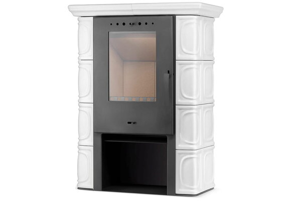 Houtkachel - staal met keramische tegels - 10kW - ivoor