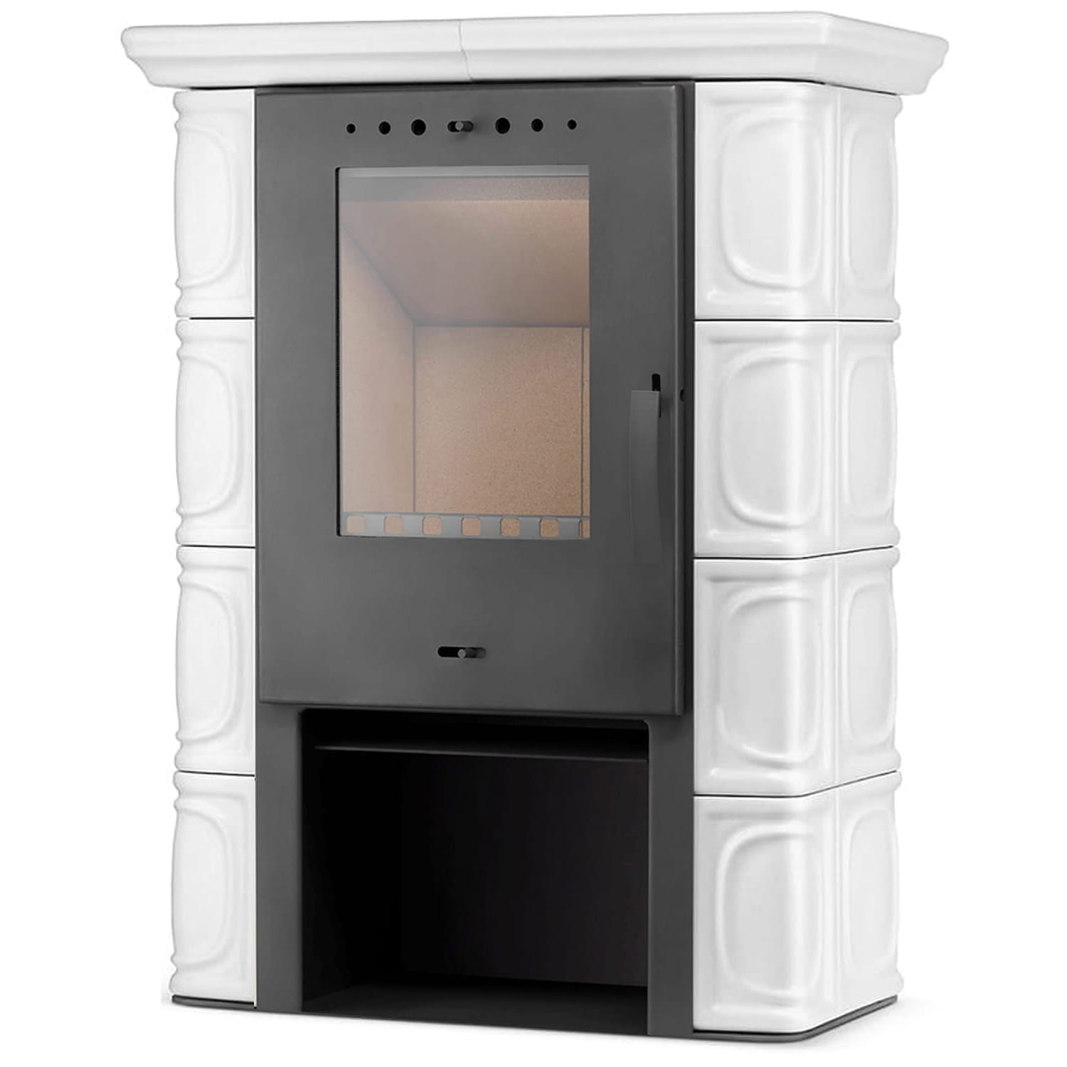 Houtkachel - staal met keramische tegels - 10kW - ivoor