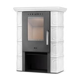 Houtkachel - staal met keramische tegels - 10kW - ivoor