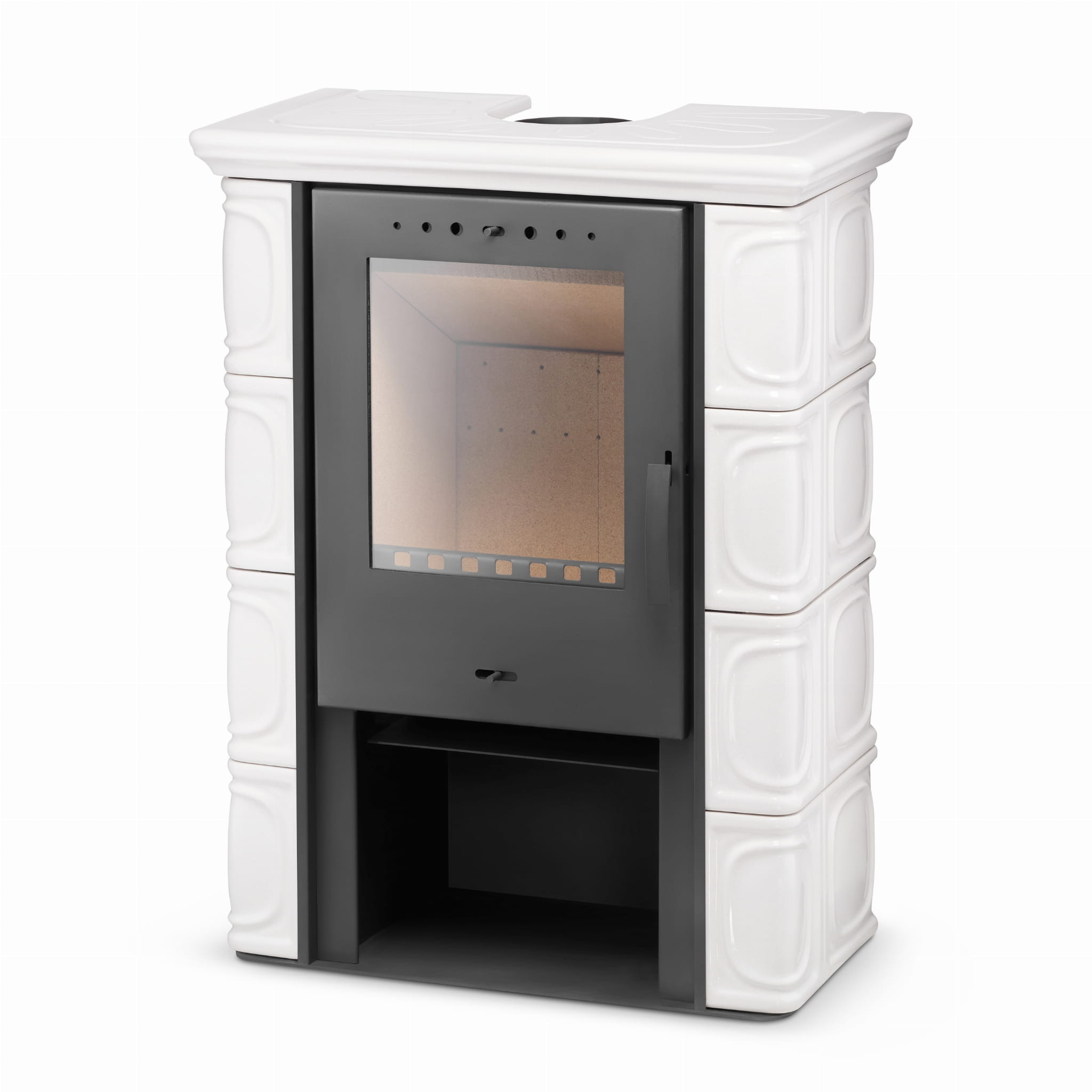 Houtkachel - staal met keramische tegels - 10kW - ivoor