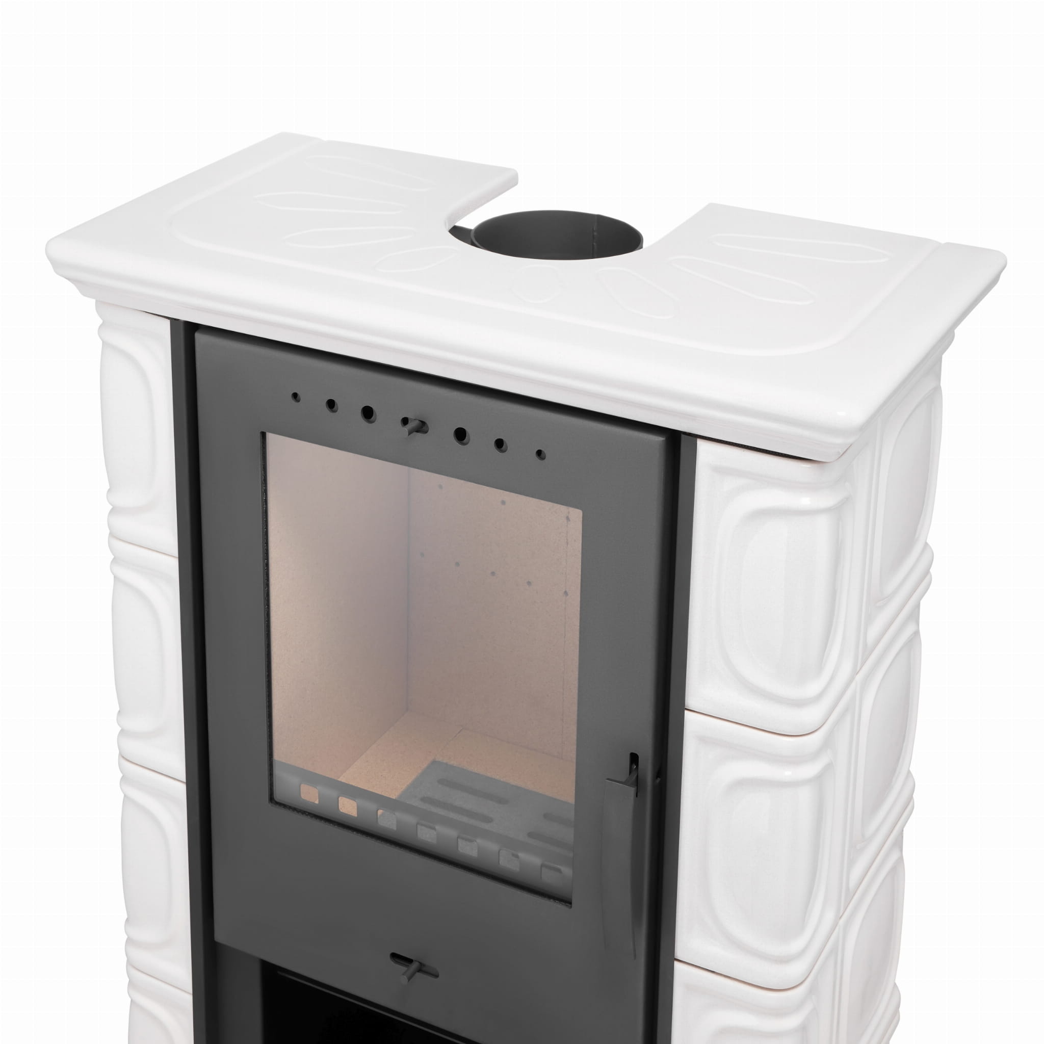 Houtkachel - staal met keramische tegels - 10kW - ivoor