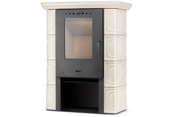Houtkachel - staal met keramische tegels - 10kW - cappuccino