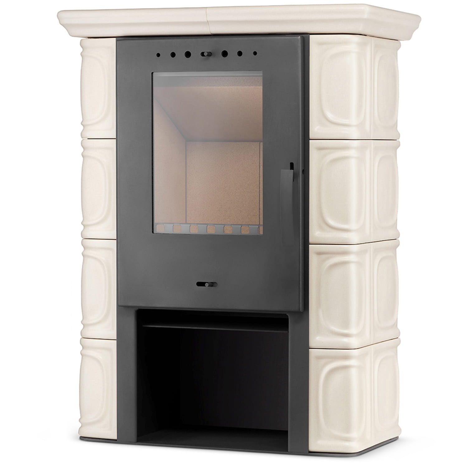 Houtkachel - staal met keramische tegels - 10kW - cappuccino