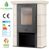 Houtkachel - staal met keramische tegels - 10kW - cappuccino