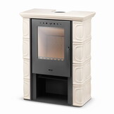 Houtkachel - staal met keramische tegels - 10kW - cappuccino
