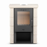Houtkachel - staal met keramische tegels - 10kW - cappuccino