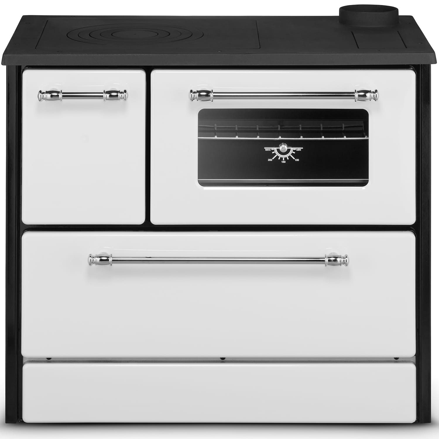 Houtfornuis - houtkachel met oven en kookplaat - 12kW - wit