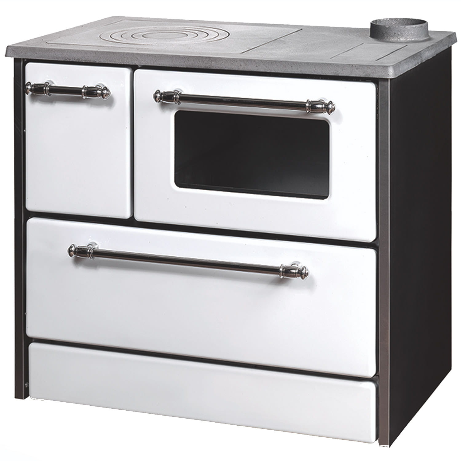 Houtfornuis - houtkachel met oven en kookplaat - 12kW - wit